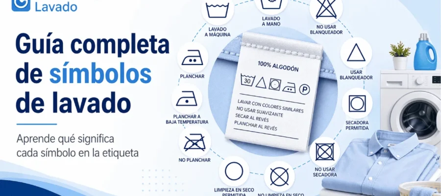Guía completa de símbolos de lavado con etiqueta de ropa y significados de los símbolos principales